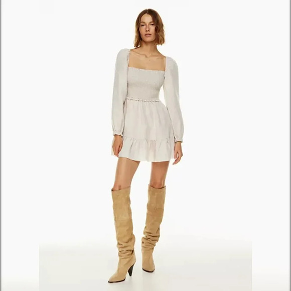 NWT Wilfred Tempest Linen Mini  Dress Size XS Natural Ecru Smocked Prairie READ - Picture 1 of 16